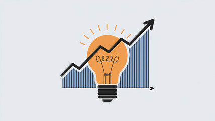 A glowing light bulb with a rising graph bar in the background, symbolizing increasing electricity costs, energy efficiency, or economic growth. 