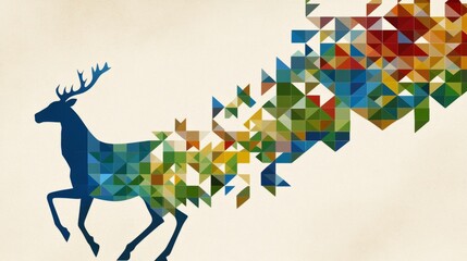 Geometric Deer Abstract Art Colorful Design