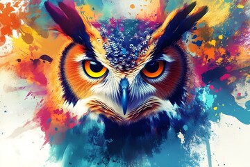 Abstract portrait of an owl