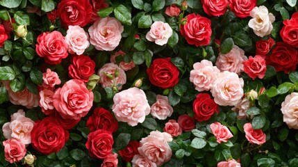 Red and Pink Roses wall