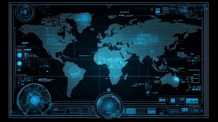 Global Surveillance System Digital World Map Interface