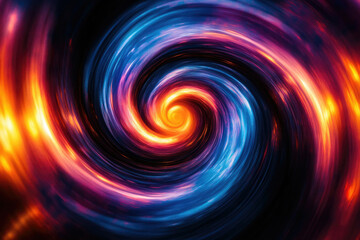A vibrant, swirling vortex of blue and orange hues, creating a mesmerizing abstract art piece.