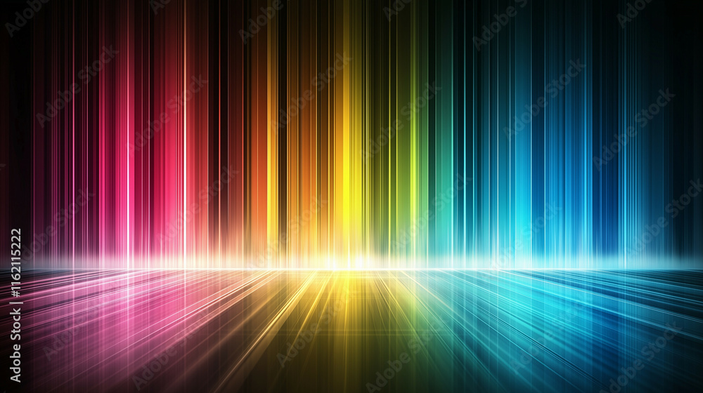 Poster a cosmic-like particle burst with shimmering colors that radiate outward from the center. the subtle