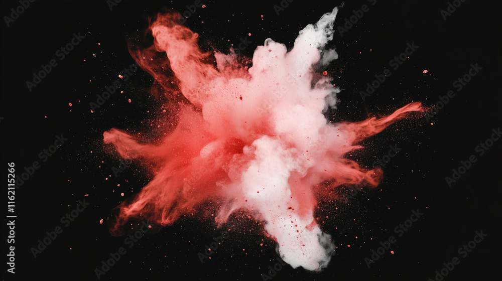 Poster a cosmic-like particle burst with shimmering colors that radiate outward from the center. the subtle