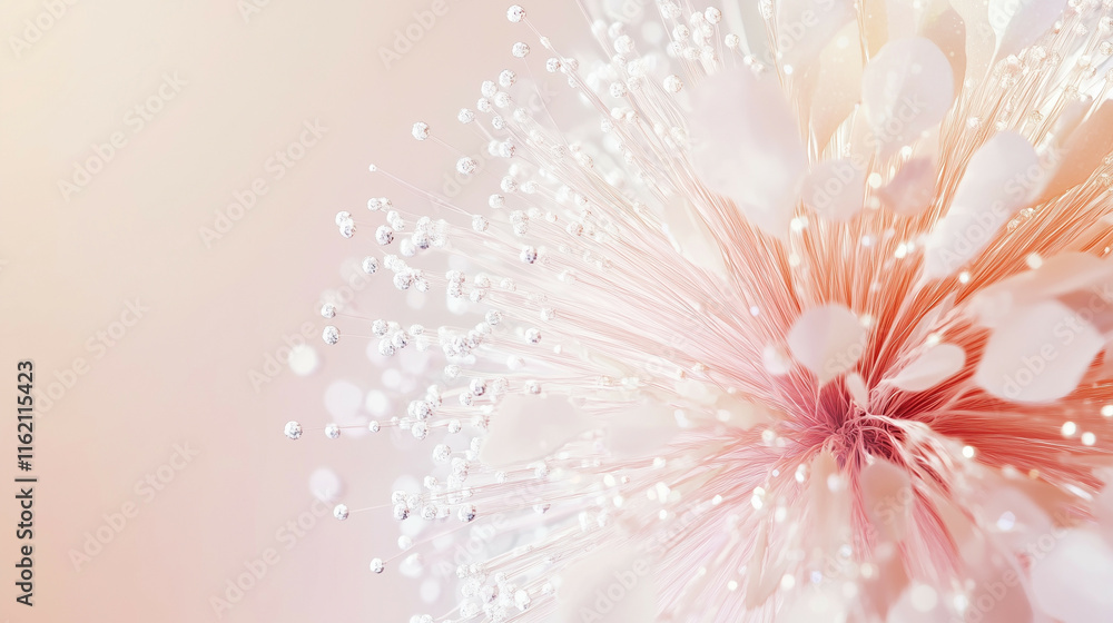 Poster a dazzling array of sparkling particles forming a radial burst of light on a gradient background. th