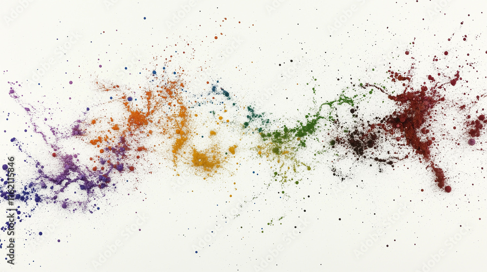 Poster a dynamic flow of multi-colored particles creating wavy patterns on a transparent background. the fl