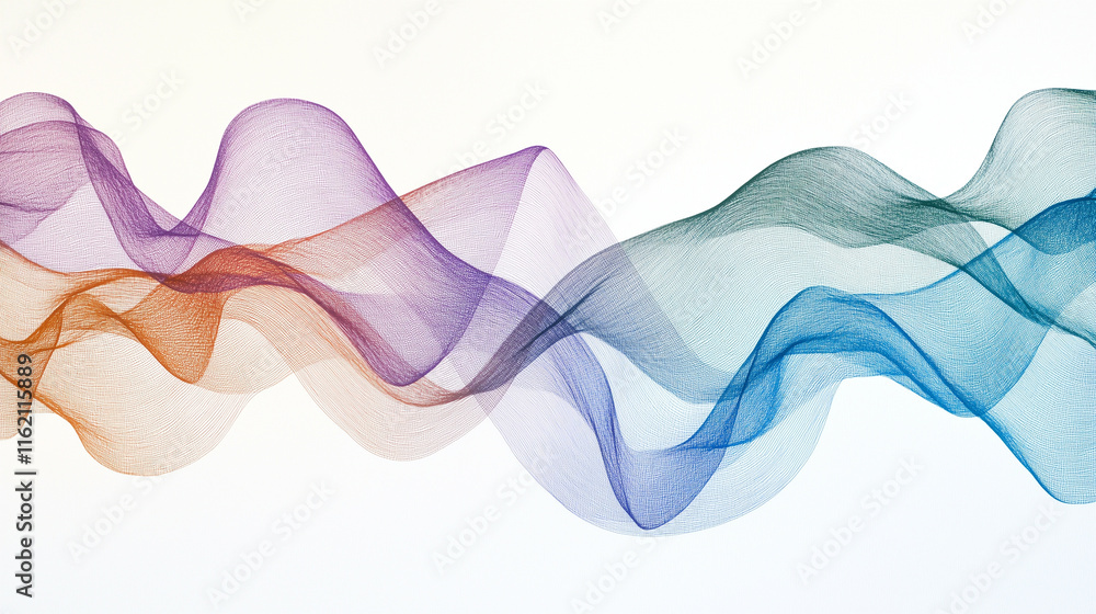Aufkleber a dynamic flow of multi-colored particles creating wavy patterns on a transparent background. the fl