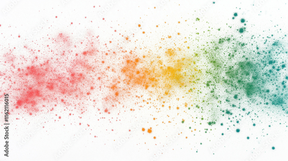 Poster a dynamic flow of multi-colored particles creating wavy patterns on a transparent background. the fl