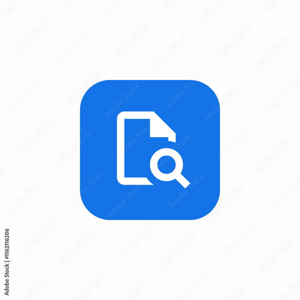 Poster document search file find magnifier icon vector sign