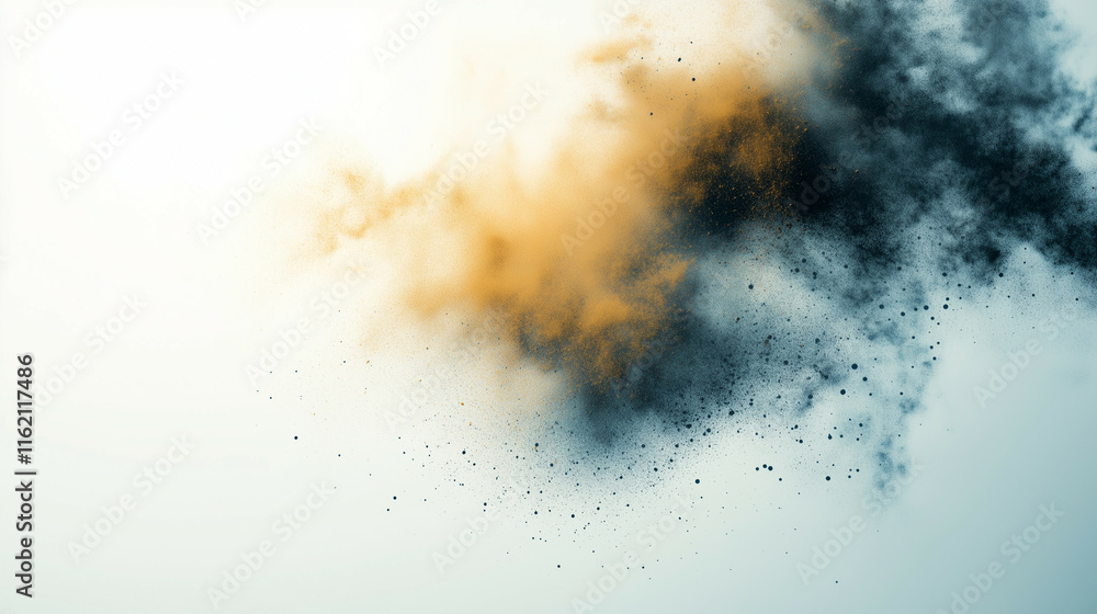 Poster a minimalist explosion of pastel particles creating a soft gradient effect. the delicate composition