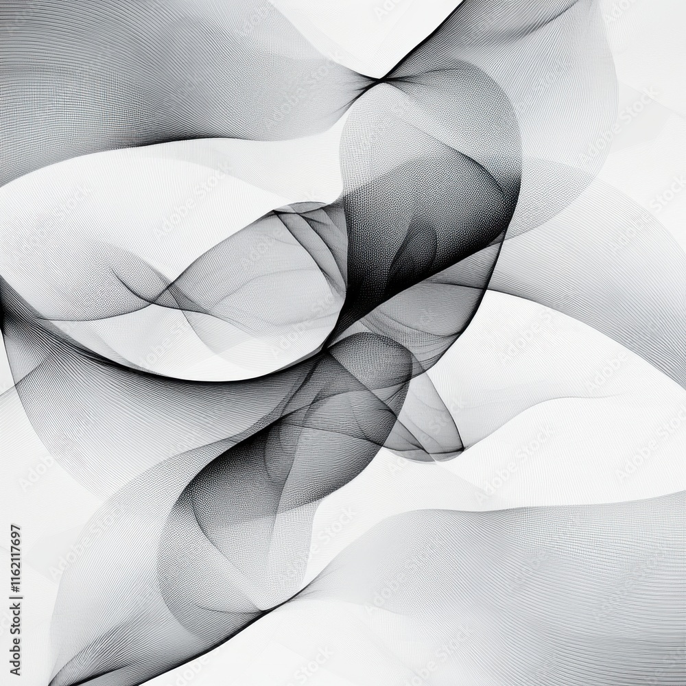 Poster abstract black and white waves create a dynamic, flowing pattern, evoking movement and grace.