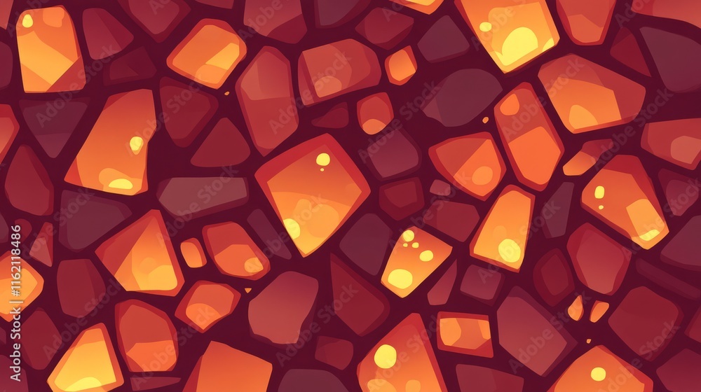 Poster glowing lava rock seamless texture pattern design