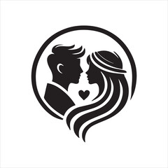 Silhouette of a  Couple  Icon Logo Vector on White Background