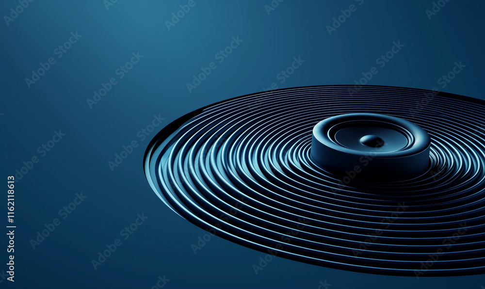 Aufkleber a close-up of a circular sound wave pattern in deep blue tones, showcasing a dynamic and modern desi