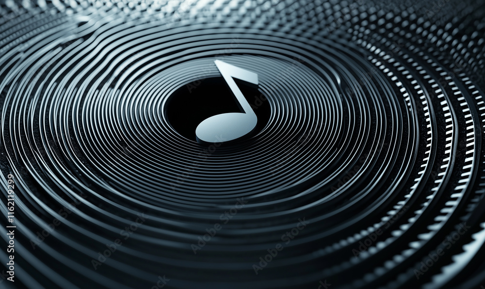 Poster exploring music note digital music creating playlists on streaming platforms for enhanced sound prod