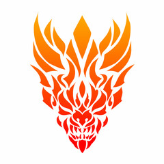 vector graphic illustration of tribal art design abstract devil face head for tattoo