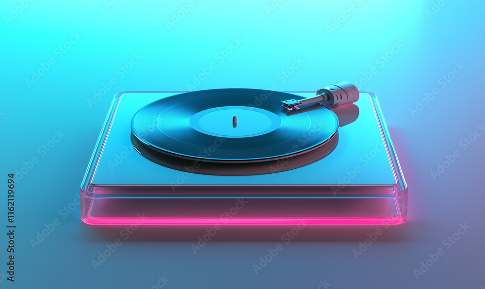 Poster exploring vinyl record digital music top playlists and streaming platforms for synthesizers and podc