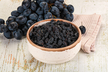 Dry ripe sweet blue raisin