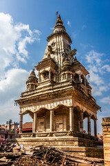 Vatsala Durga, or Bacchala, Temple on the Bhaktapur Durbar square in sunny day. Kathmandu valley,...