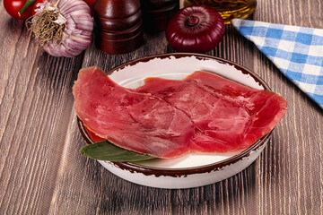 Raw tuna slises sashimi snack