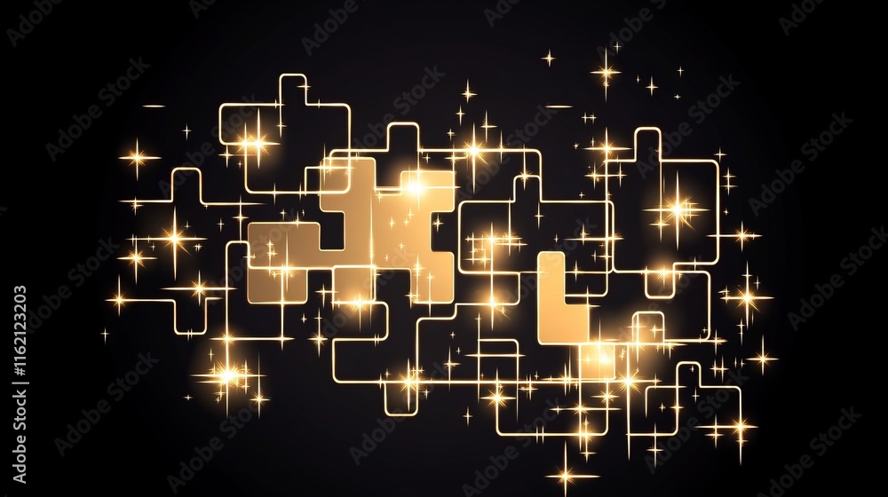 Poster golden circuit puzzle abstract network design