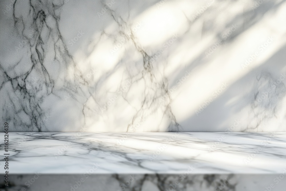 Poster white marble texture background with sunlight shadow and empty surface.
