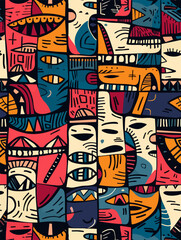 Obraz premium Vector abstract pattern with elements of African style and colors