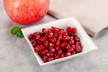Ripe sweet red pomegranate seeds