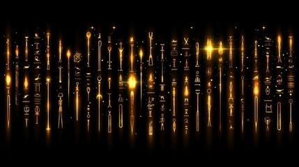 Golden Hieroglyphs and Ancient Egyptian Symbols