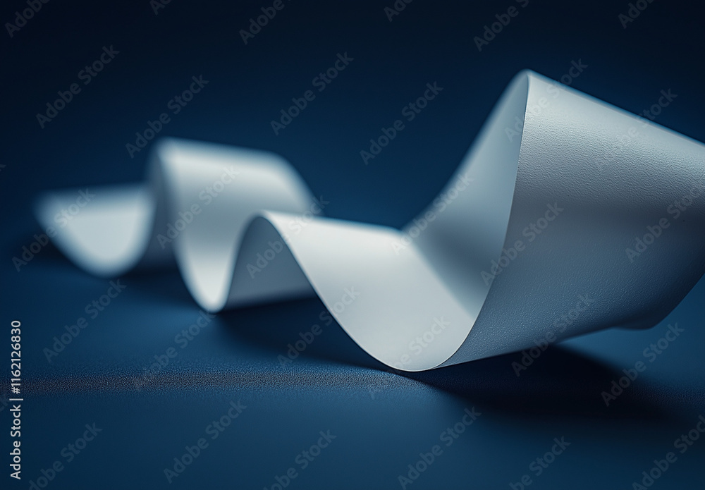 Poster elegant blue gradient background transitioning from light to deep tones, featuring a curved, dark ab