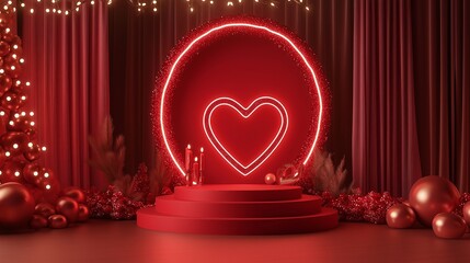 Giant Red Love Stage with New Year Elements - Romantic High-Quality Design