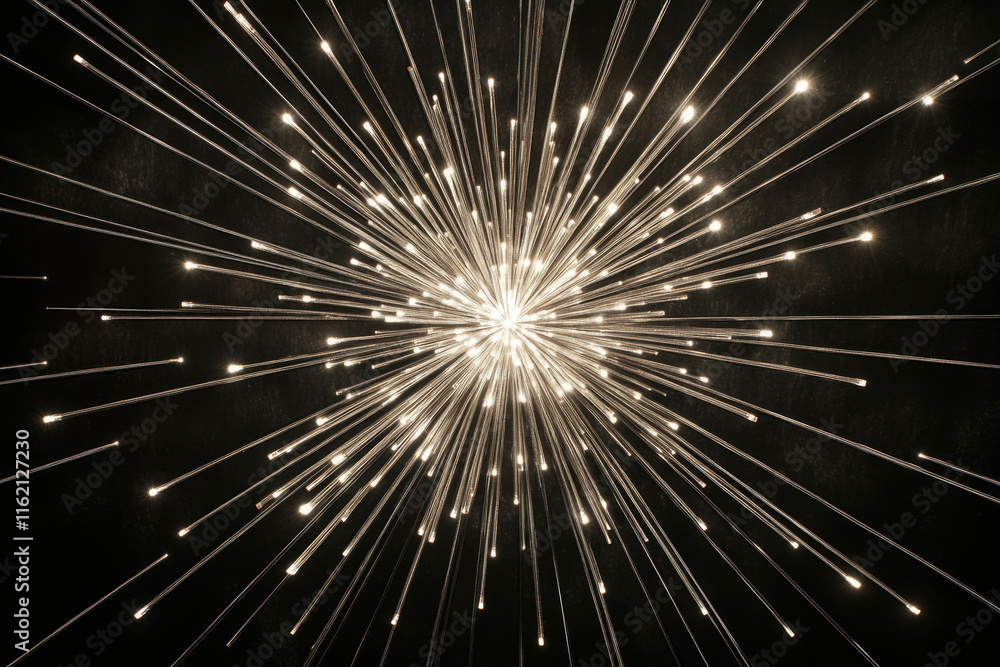 Poster a radiant burst of light emanating from a central point, resembling a celestial explosion or firewor