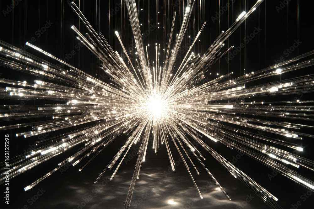 Aufkleber a radiant explosion of light, captured in a mesmerizing display of numerous illuminated lines conver