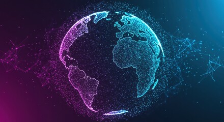 Fototapeta premium Global network, digital sphere, interconnected nodes, glowing data points, futuristic
