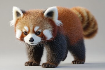 Obraz premium Red panda walking in fluffy cuteness.