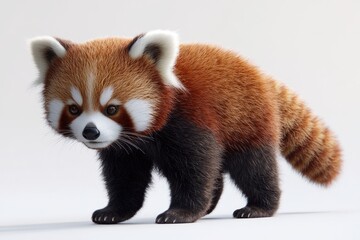 Fototapeta premium Red panda walking in fluffy cuteness.