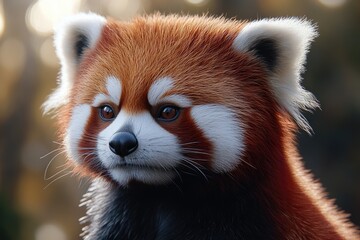 Fototapeta premium Cute red panda with fluffy fur Cute red panda with fluffy fur Cute red panda with fluffy fur