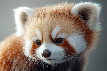 Cute red panda with fluffy fur  Cute red panda with fluffy fur  Cute red panda with fluffy fur