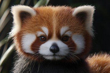 Cute red panda with fluffy fur  Cute red panda with fluffy fur  Cute red panda with fluffy fur