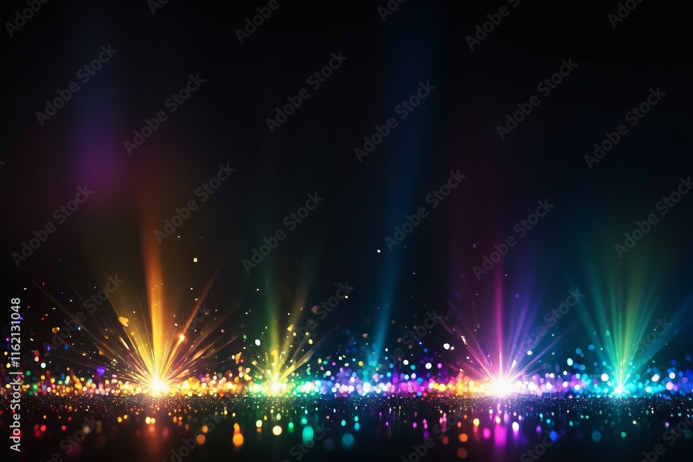 Poster colorful abstract lights with a bokeh effect creating a glowing and festive atmosphere