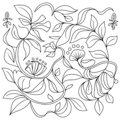 Flowers zentangle art Adult coloring page vector