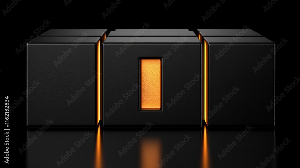 Poster illuminated black cubes abstract design element