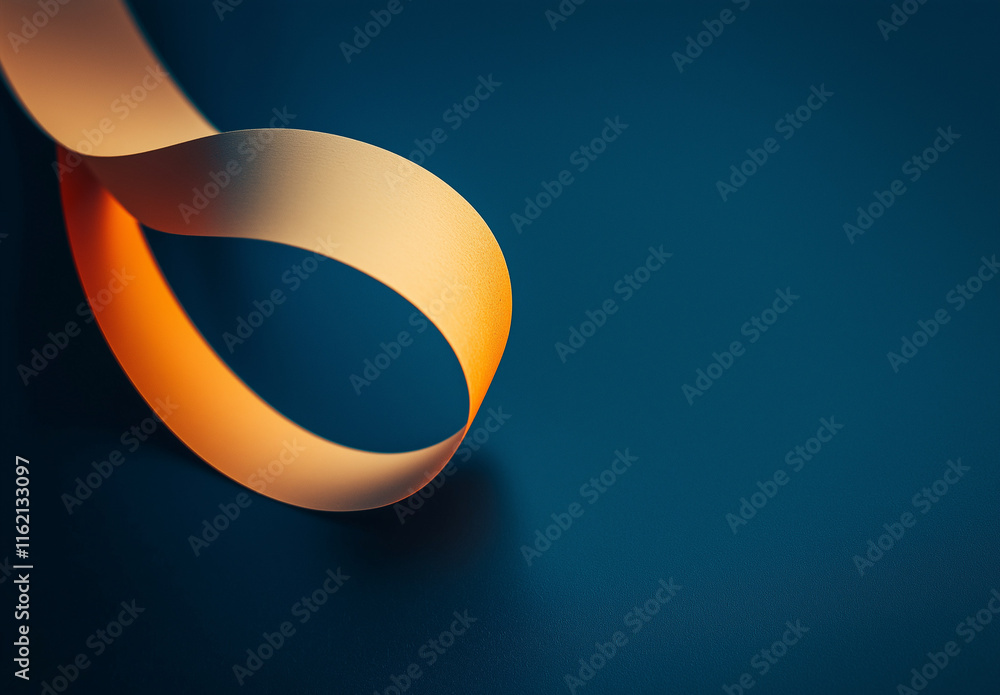 Poster elegant blue gradient background transitioning from light to deep tones, featuring a curved, dark ab