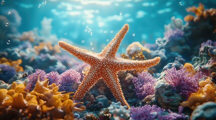Stunning Starfish in Vibrant Coral Reef