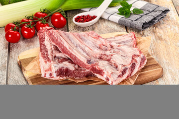 Raw pork ribs for cooking