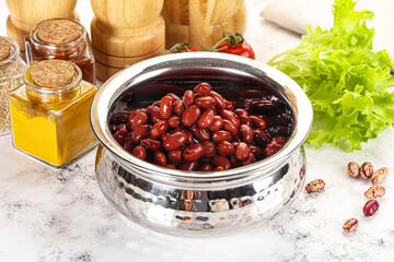 Canned red beans in the bowl