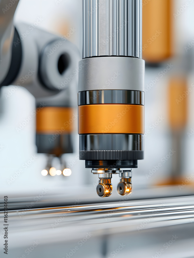 Poster close-up of robotic machinery with precision tools, showcasing technology and automation in a modern