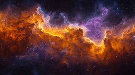 Fototapeta premium Cosmic Nebula: A Symphony of Orange and Purple Hues in the Vast Expanse of Space