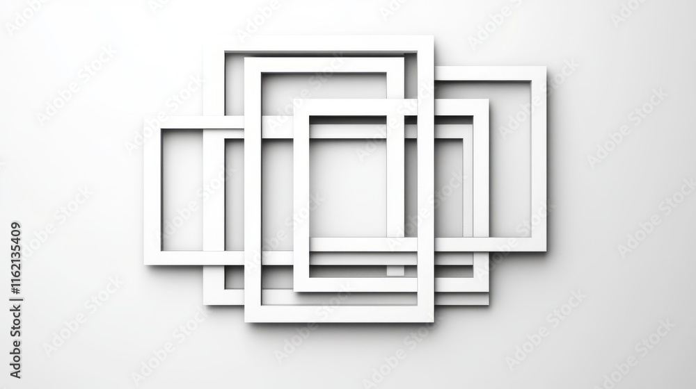 Poster interlocking white square frames abstract design