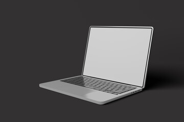 Minimalist laptop mockup in a side view, perfect for branding, tech designs, and creative presentations with a clean and modern aesthetic.